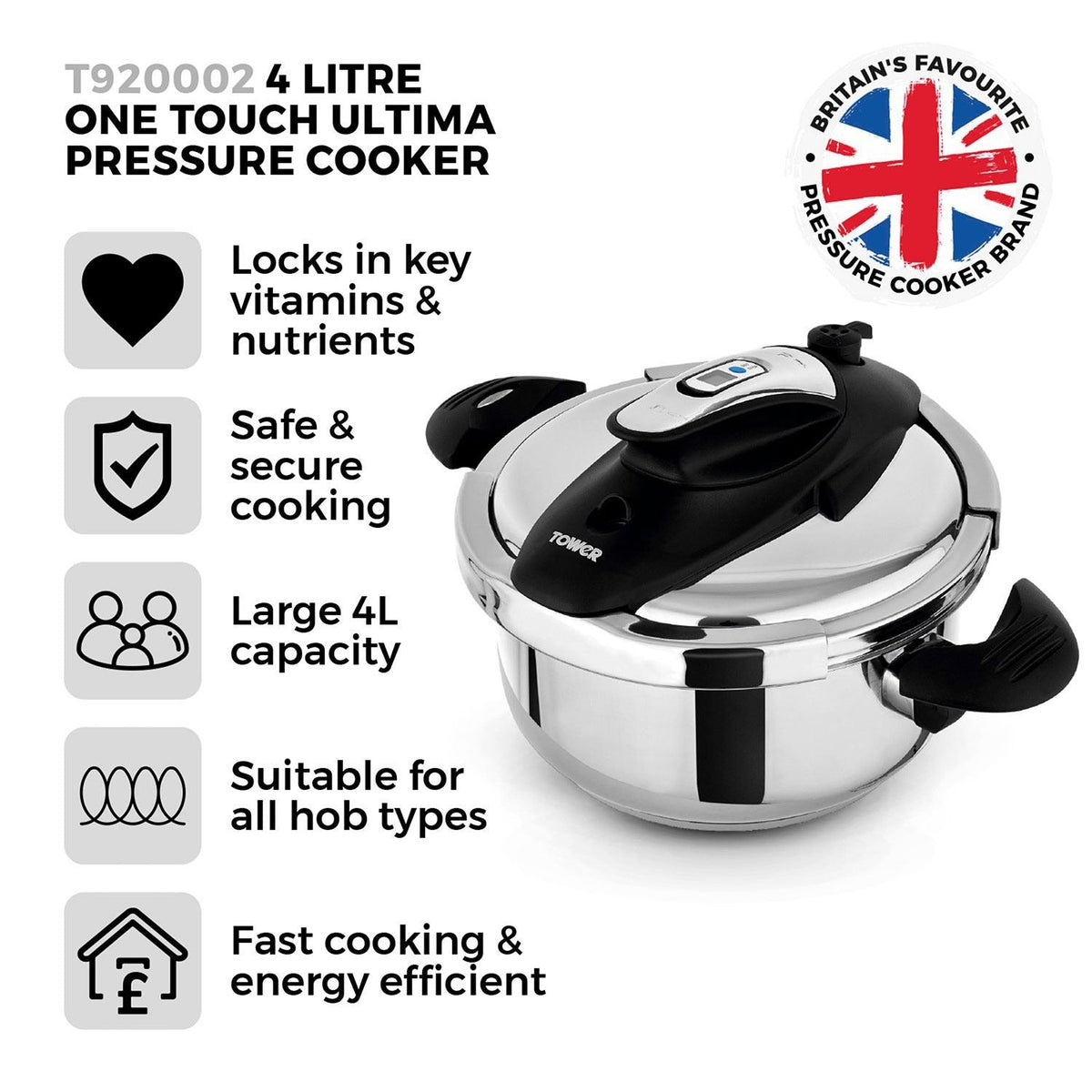 Tower One-Touch Ultima 4L Pressure Cooker T920002