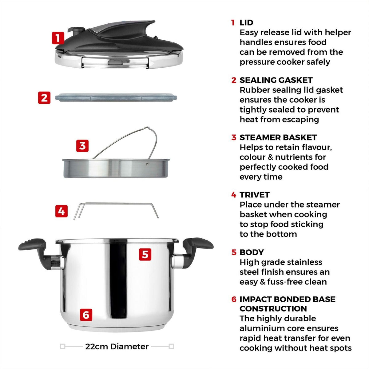 Tower One-Touch Ultima 6L Pressure Cooker T920003