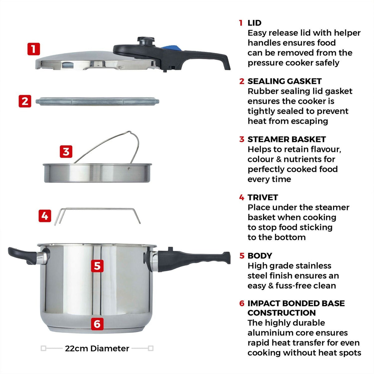 Tower 6L Pressure Cooker T920004S6L