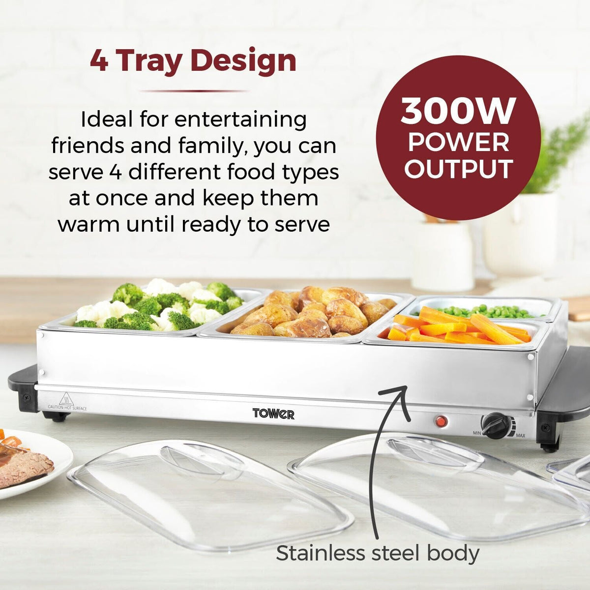 Tower Buffet Server 2 x 2.5L and 2 x 1.2L T16151
