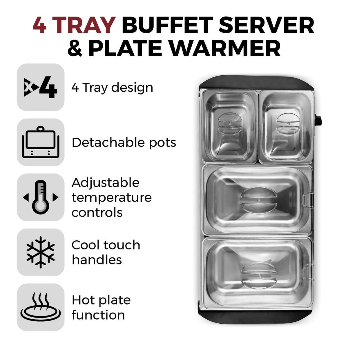 Tower Buffet Server 2 x 2.5L and 2 x 1.2L T16151