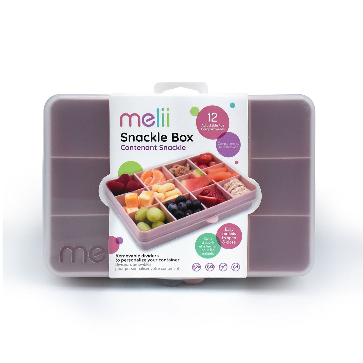 Melii Snackle Box Regular with 12 Compartments - Pink
