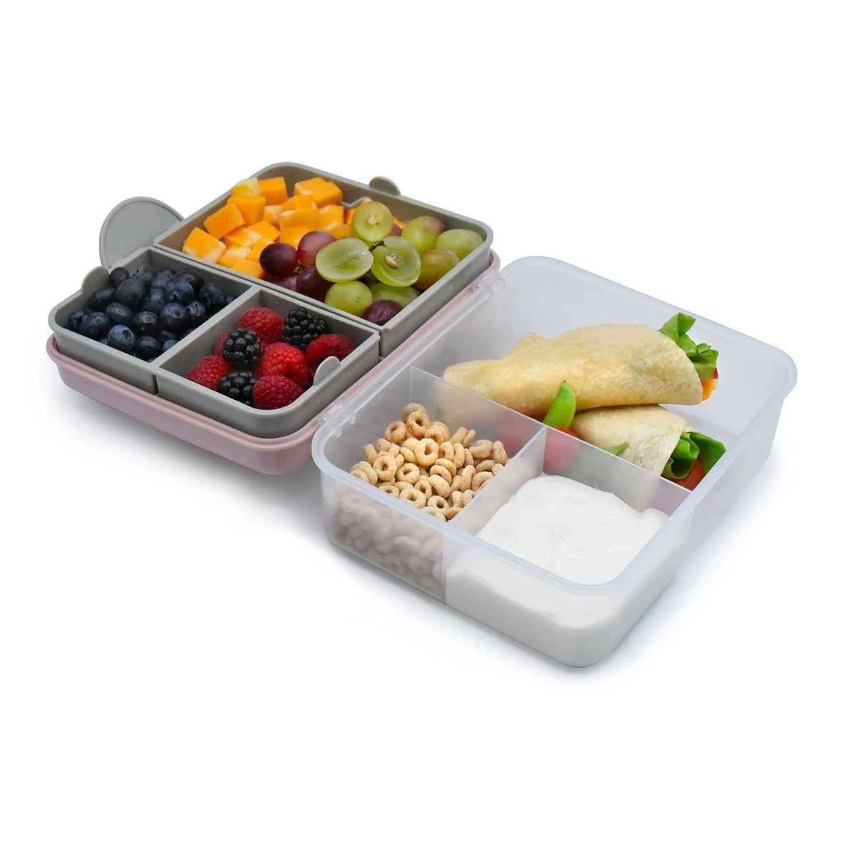Melii 2 Tier Bento Box with 6 Compartments – Pink and Purple
