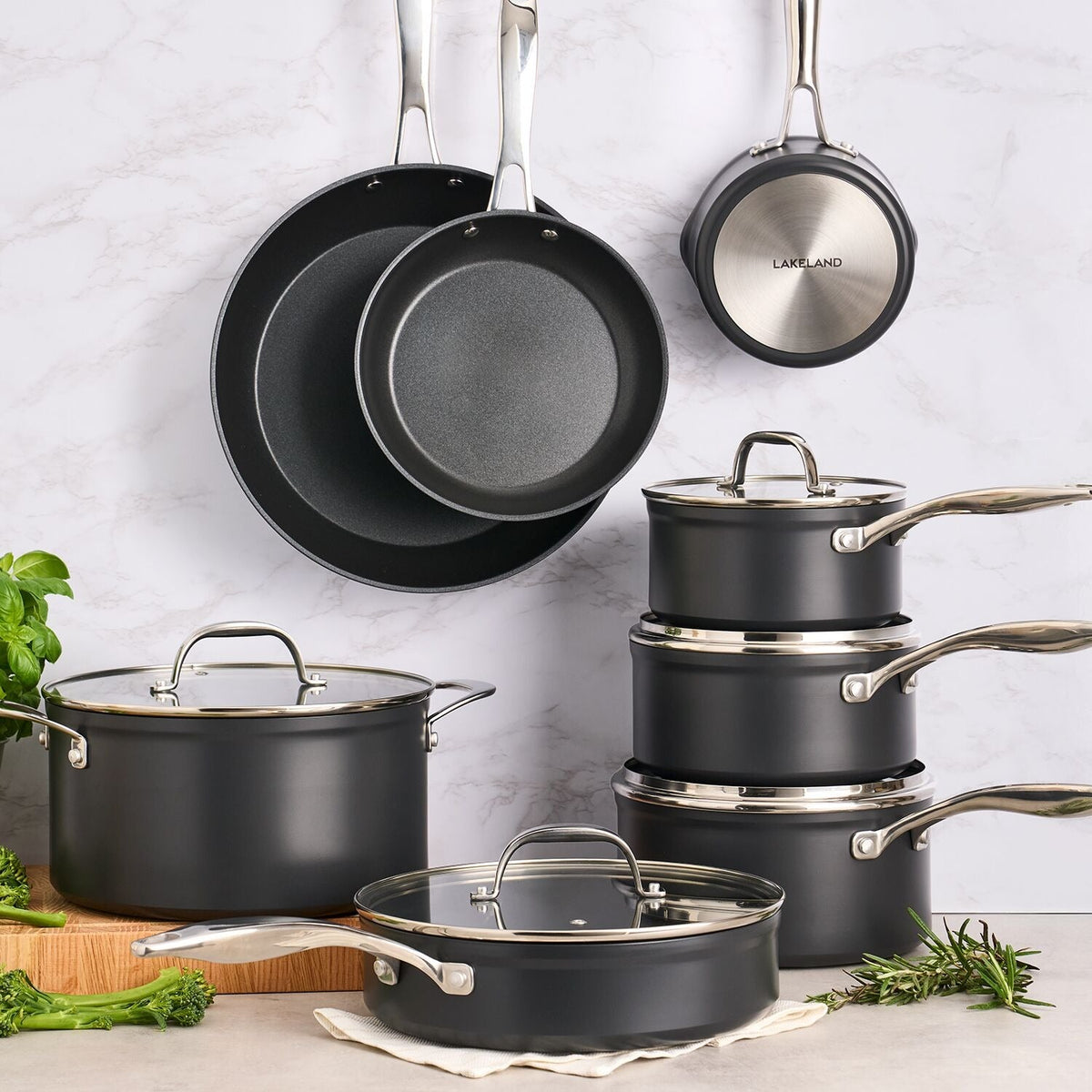 Lakeland Hard Anodised 20cm Saucepan with Glass Lid