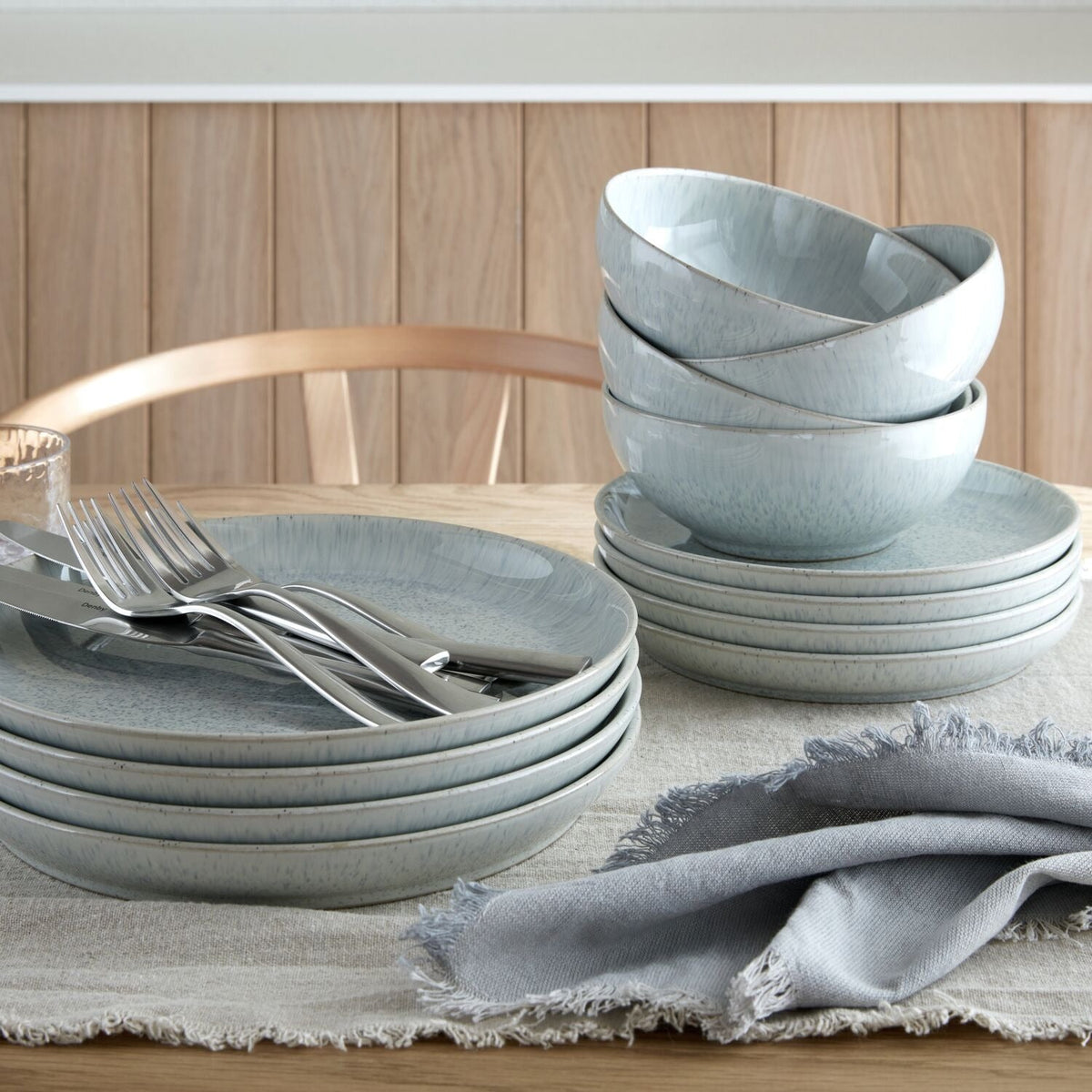 Denby Reactive Grey Coupe - 12 Piece Dinner Set