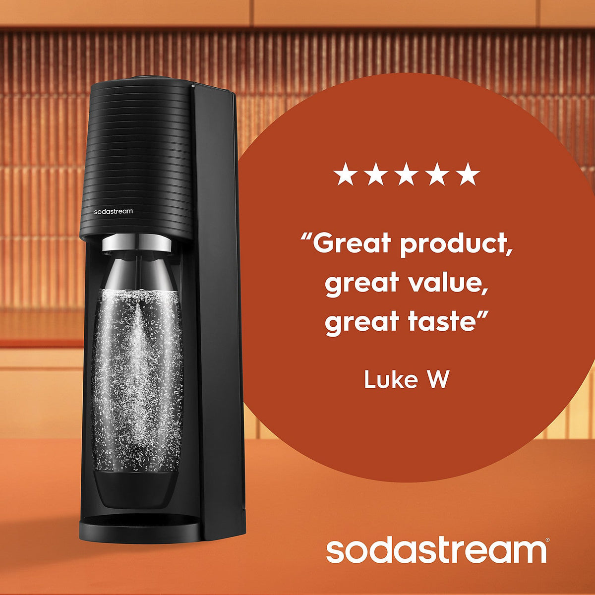 SodaStream TERRA® Sparkling Water Maker - Black with 60L Gas Cylinder