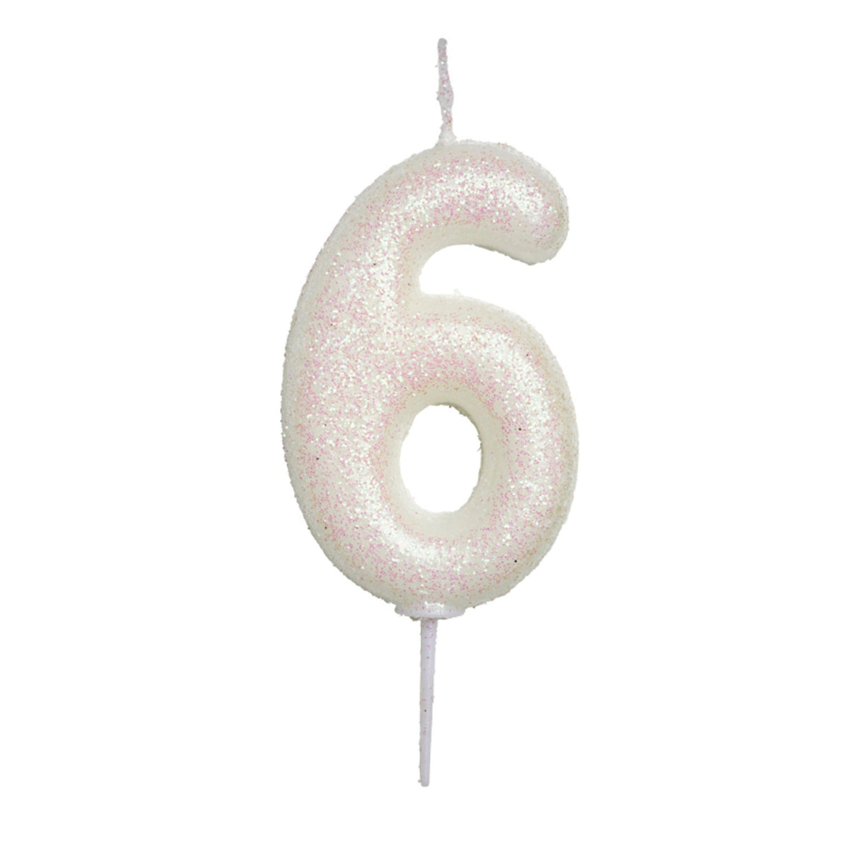 Anniversary House Iridescent White Number 6 Candle