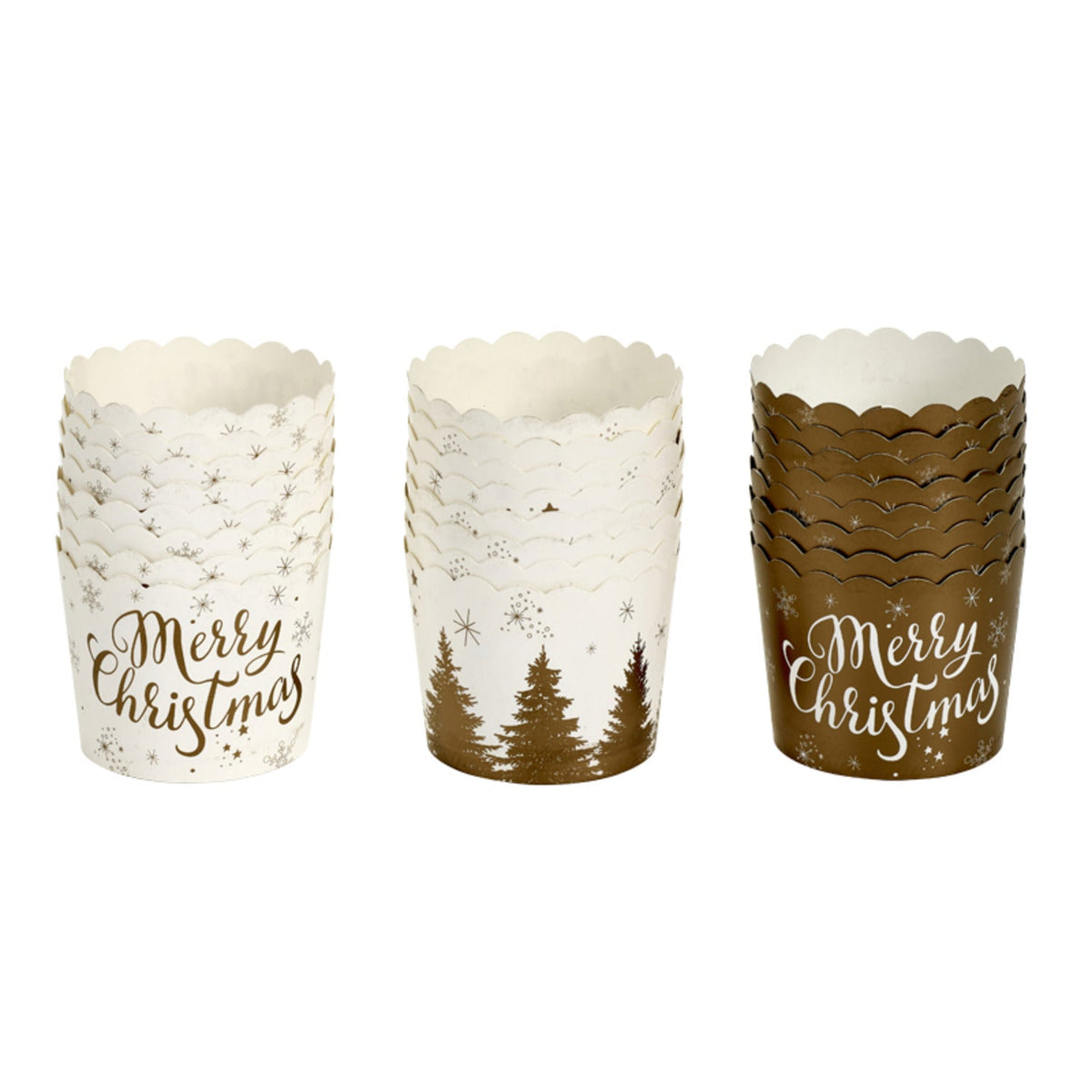 24 Gold Print Festive Muffin Cases