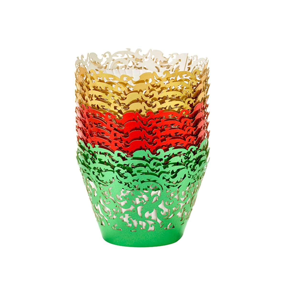 Muffin Cases with Lace Effect Foil Wrappers – Set of 12