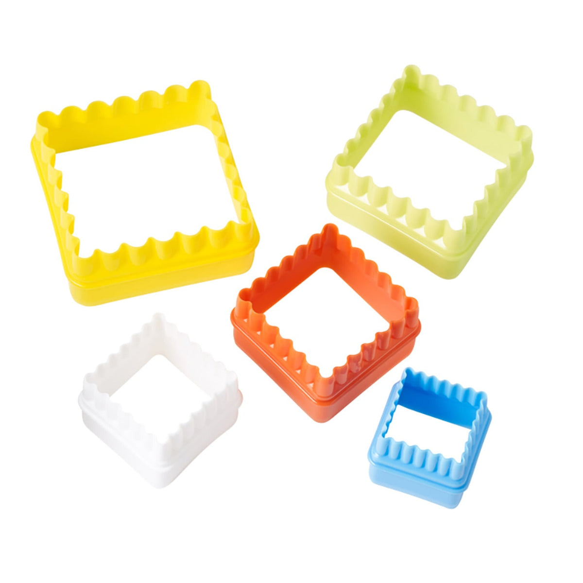 5 Double-Sided Square Cookie Cutters – Straight and Fluted Edges