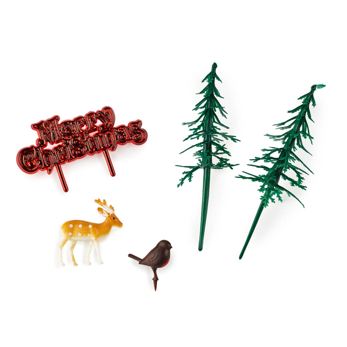 5pc Festive Forest Cake Topper Set