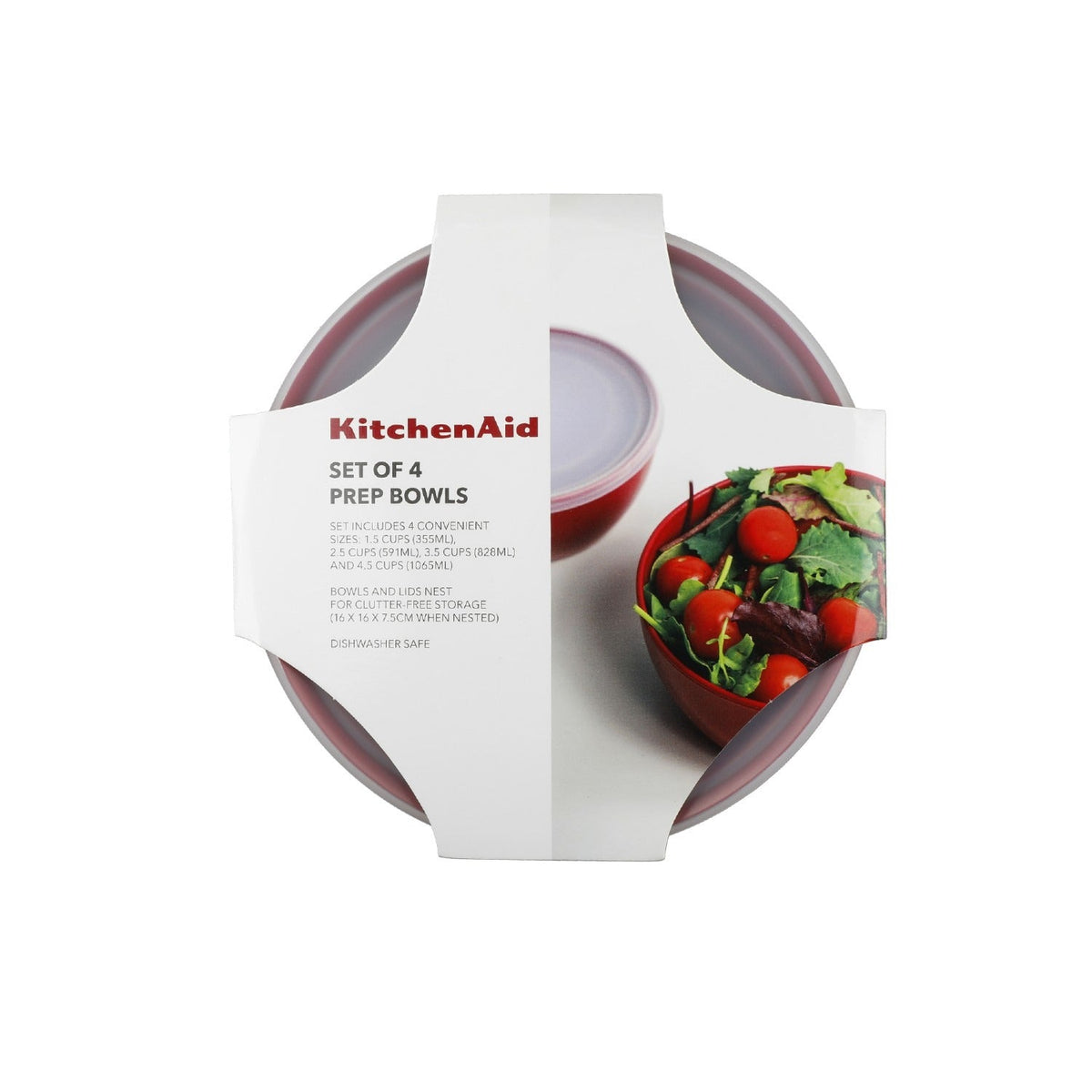 KitchenAid Set of 4 Prep Bowls with Lids - Empire Red
