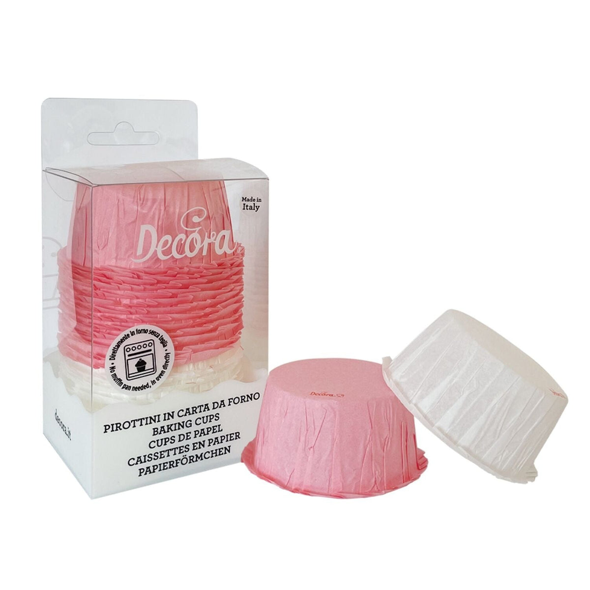 Decora Cupcake Cups Pink and White - Pack of 25