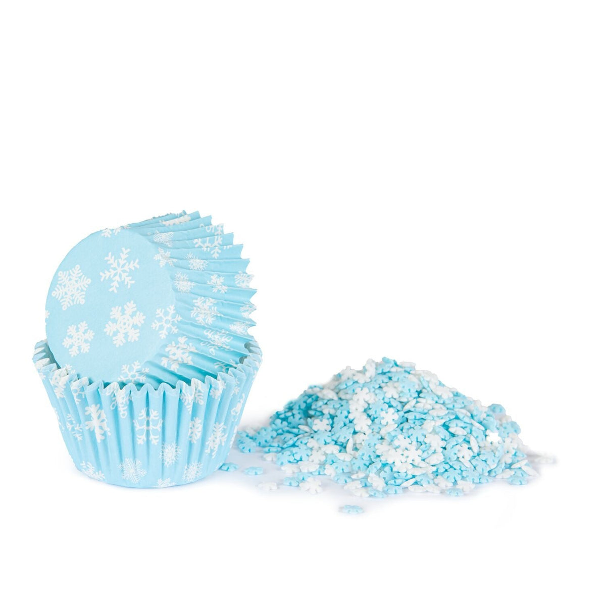 Snowflake Cupcake Cases and Sprinkles – Pack of 12