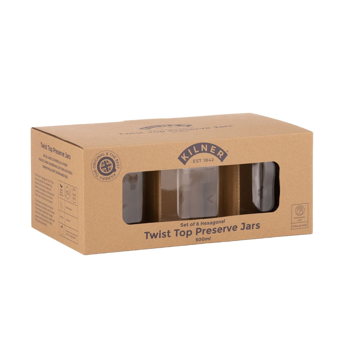 Kilner Hexagonal Twist Top Jars 500ml – Set of 6