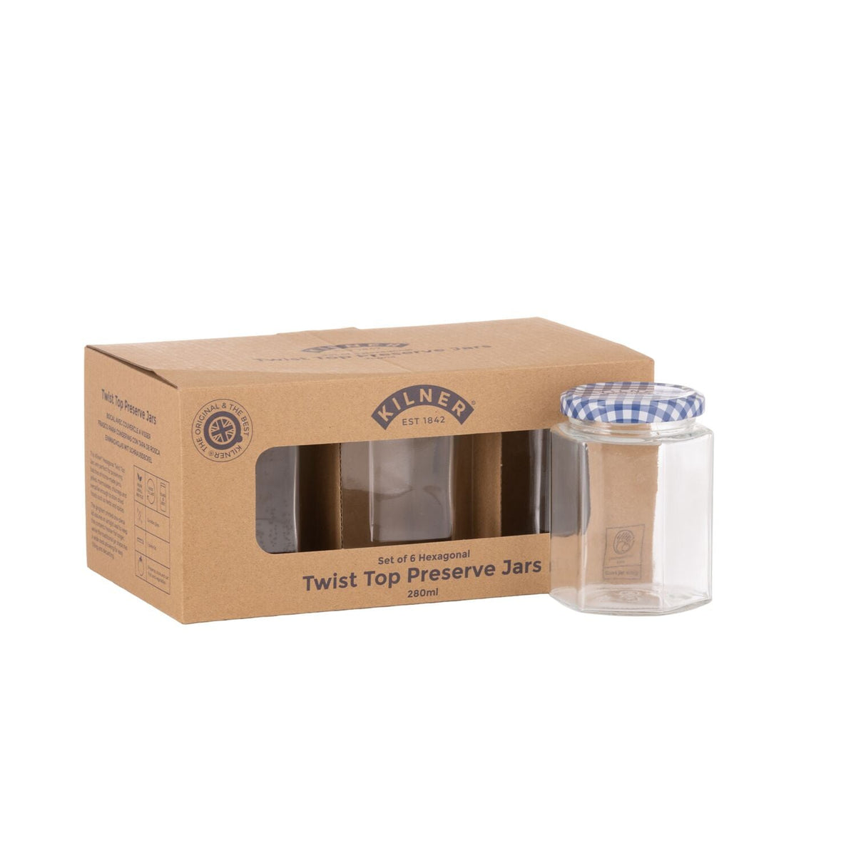 Kilner Hexagonal Twist Top Jars 280ml – Set of 6