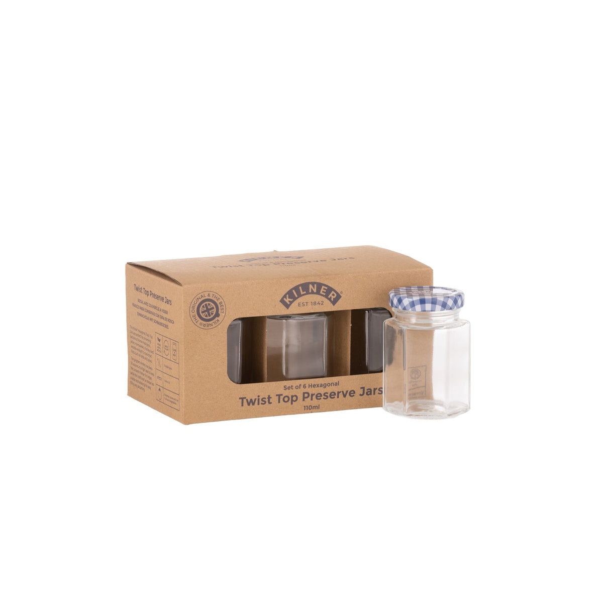 Kilner Hexagonal Twist Top Jars 110ml – Set of 6