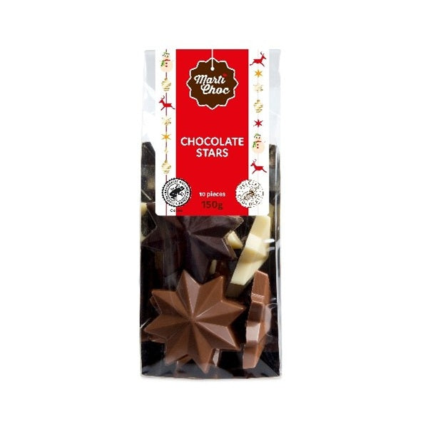 Milk Dark and White Chocolate Stars 150g