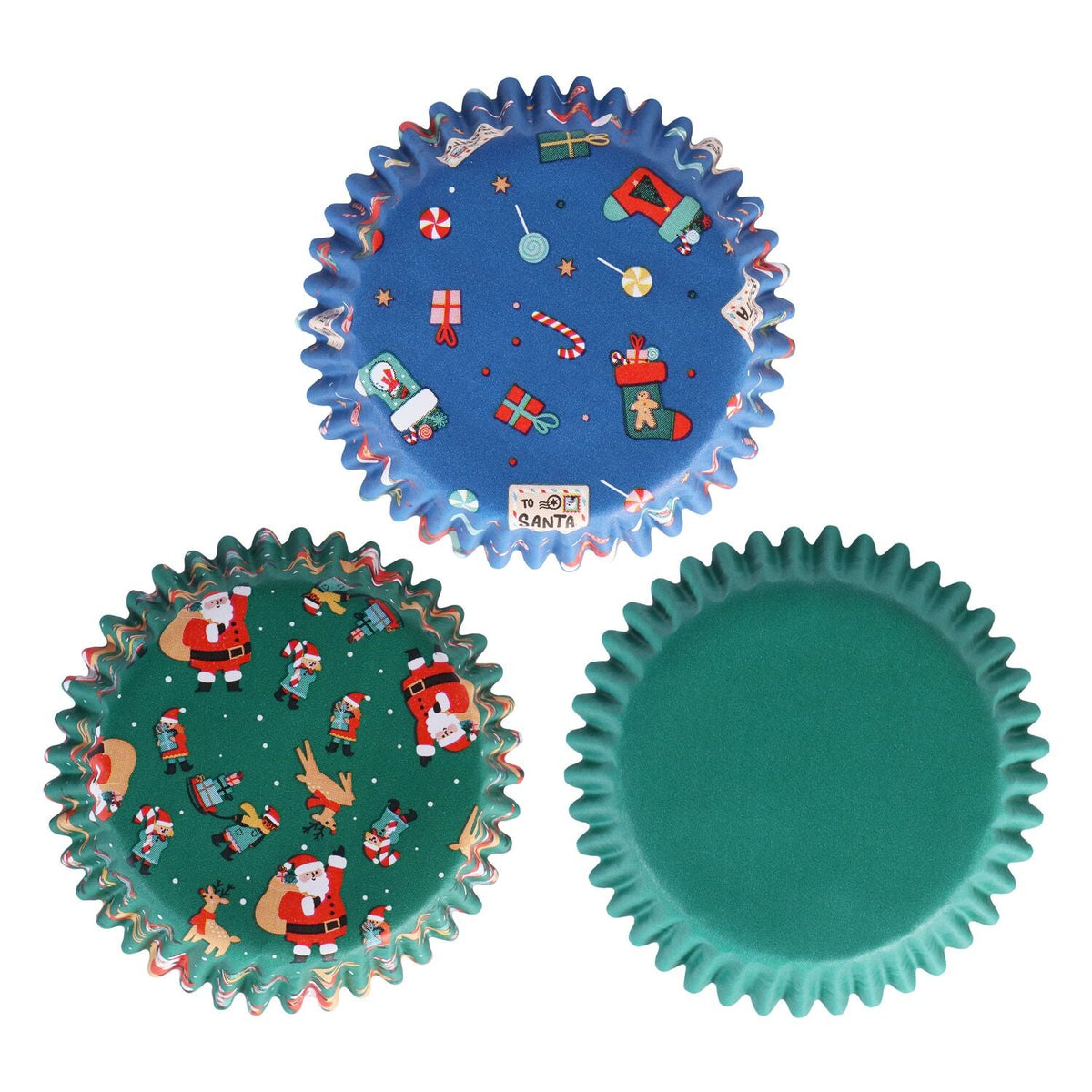 Santa Christmas Foil-lined Cupcake Cases – Pack of 100