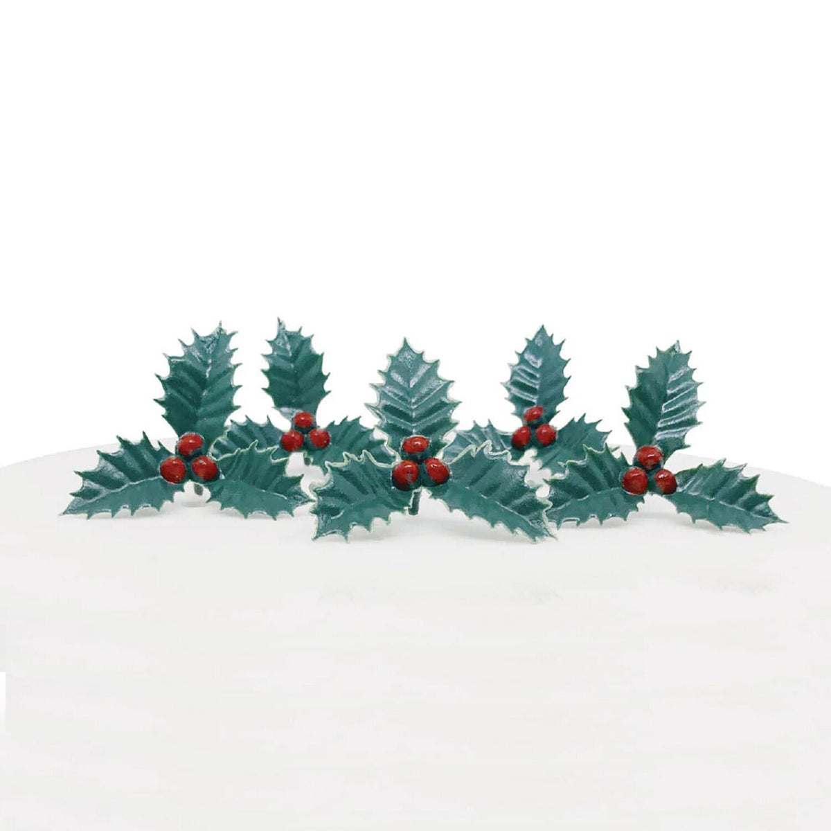 Holly and Berries Plastic Cake Topper – Pack of 5