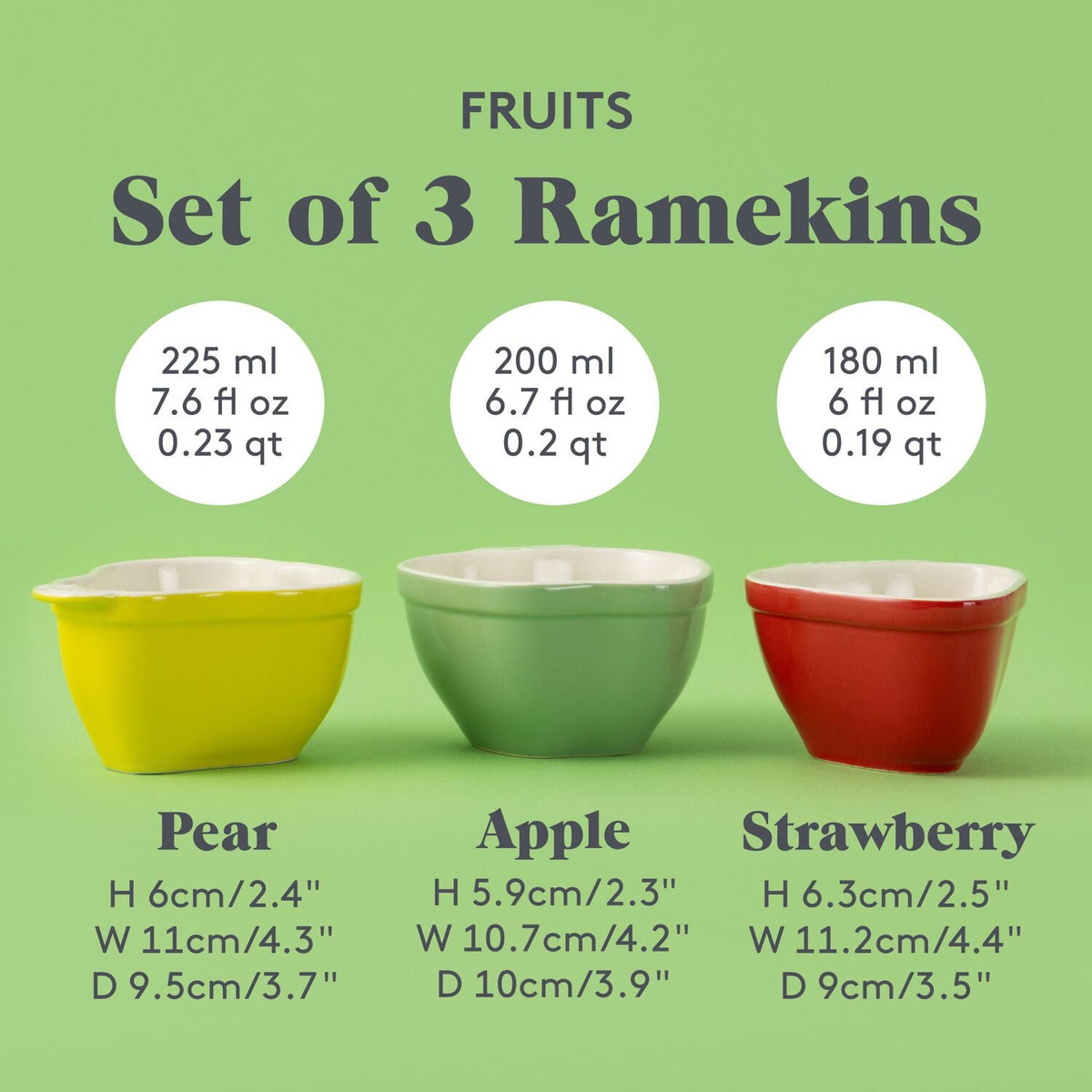 Mason Cash Ceramic Fruit Ramekins - Set of 3