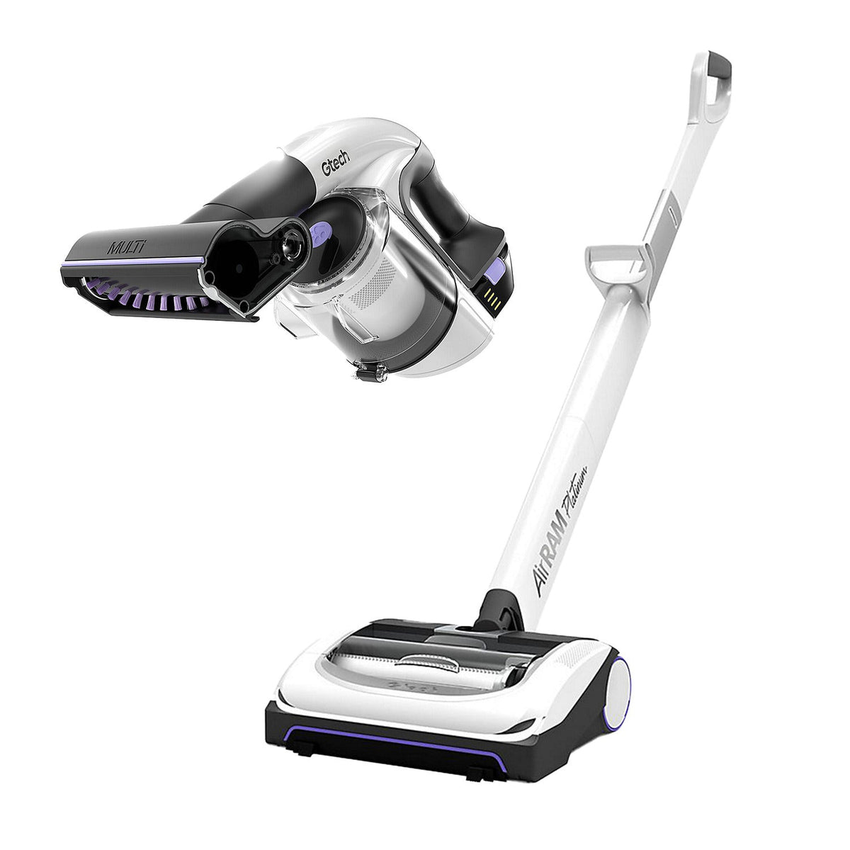 Gtech AirRAM Platinum Cordless Vacuum and Gtech Cordless Handheld Vacuum Bundle