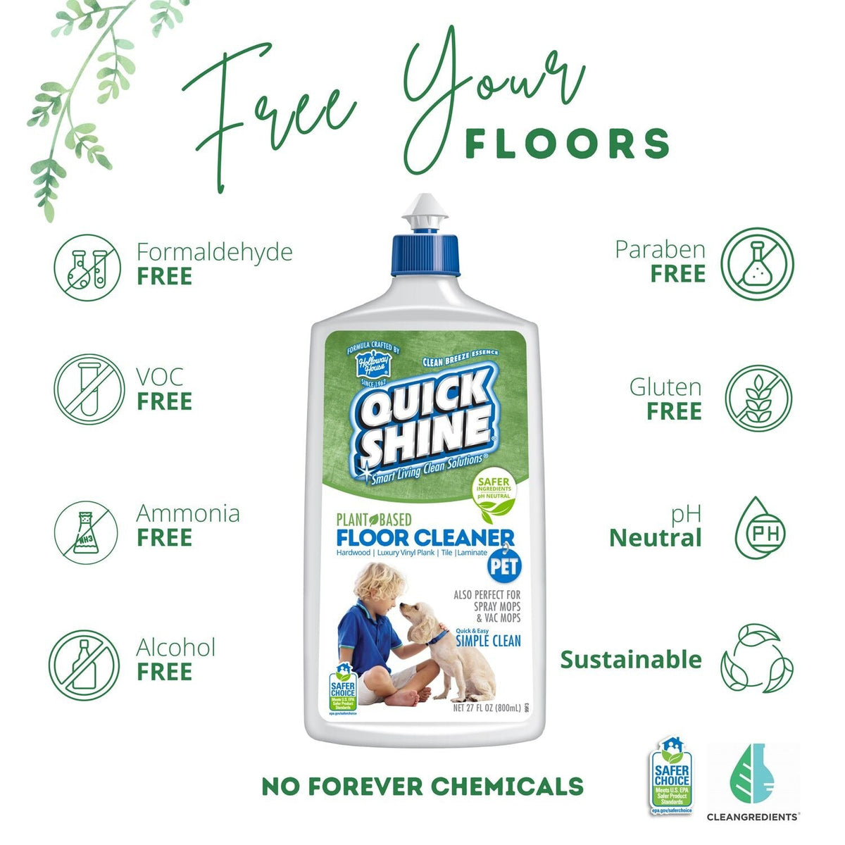Quick Shine Plant-Based Pet-Friendly Floor Cleaner