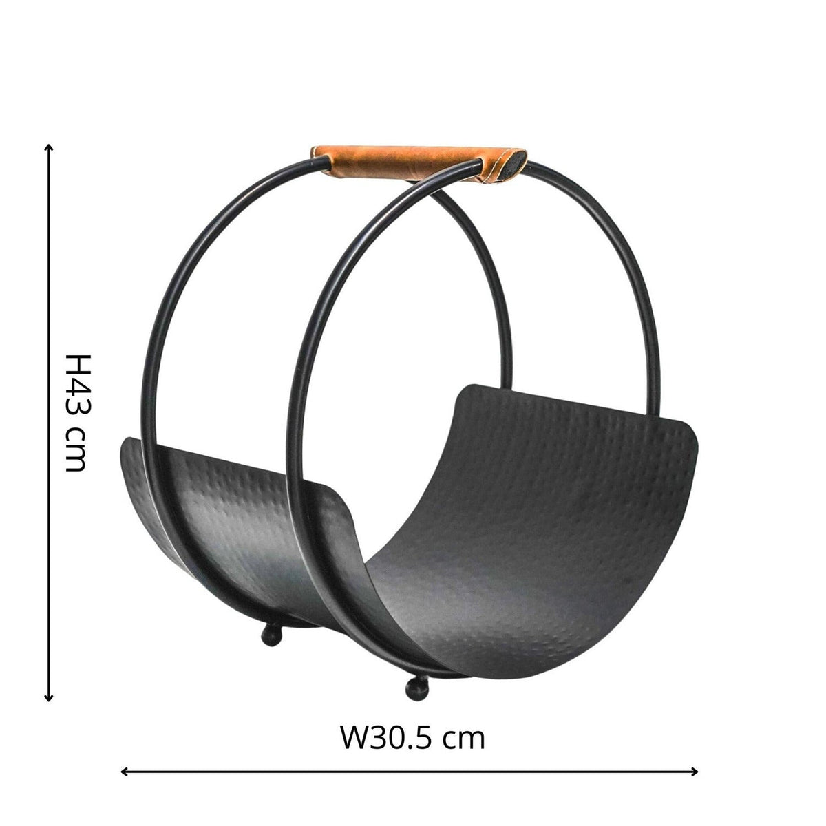 Leather Handle Round Log Holder