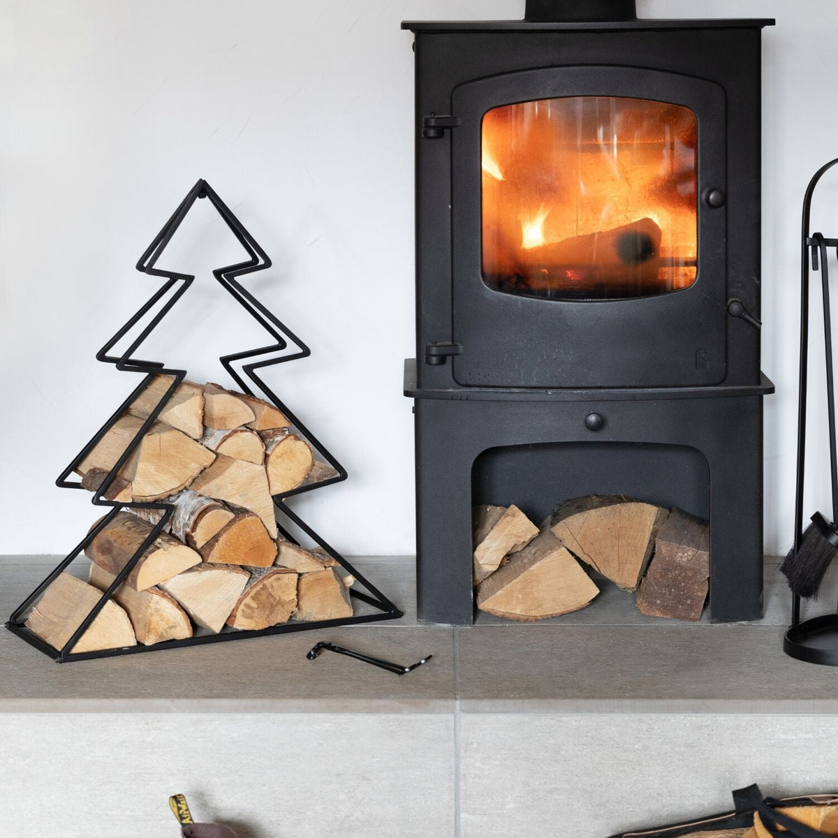 Fireside Tree Log Holder Black - Set of 2