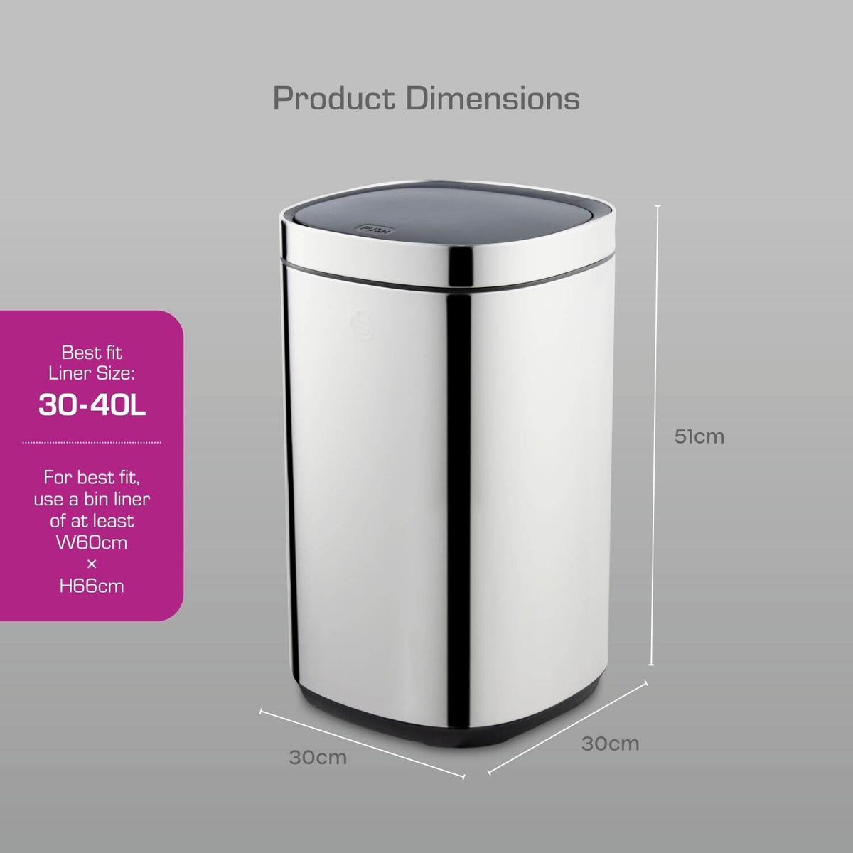 Swan 30L Touch Bin