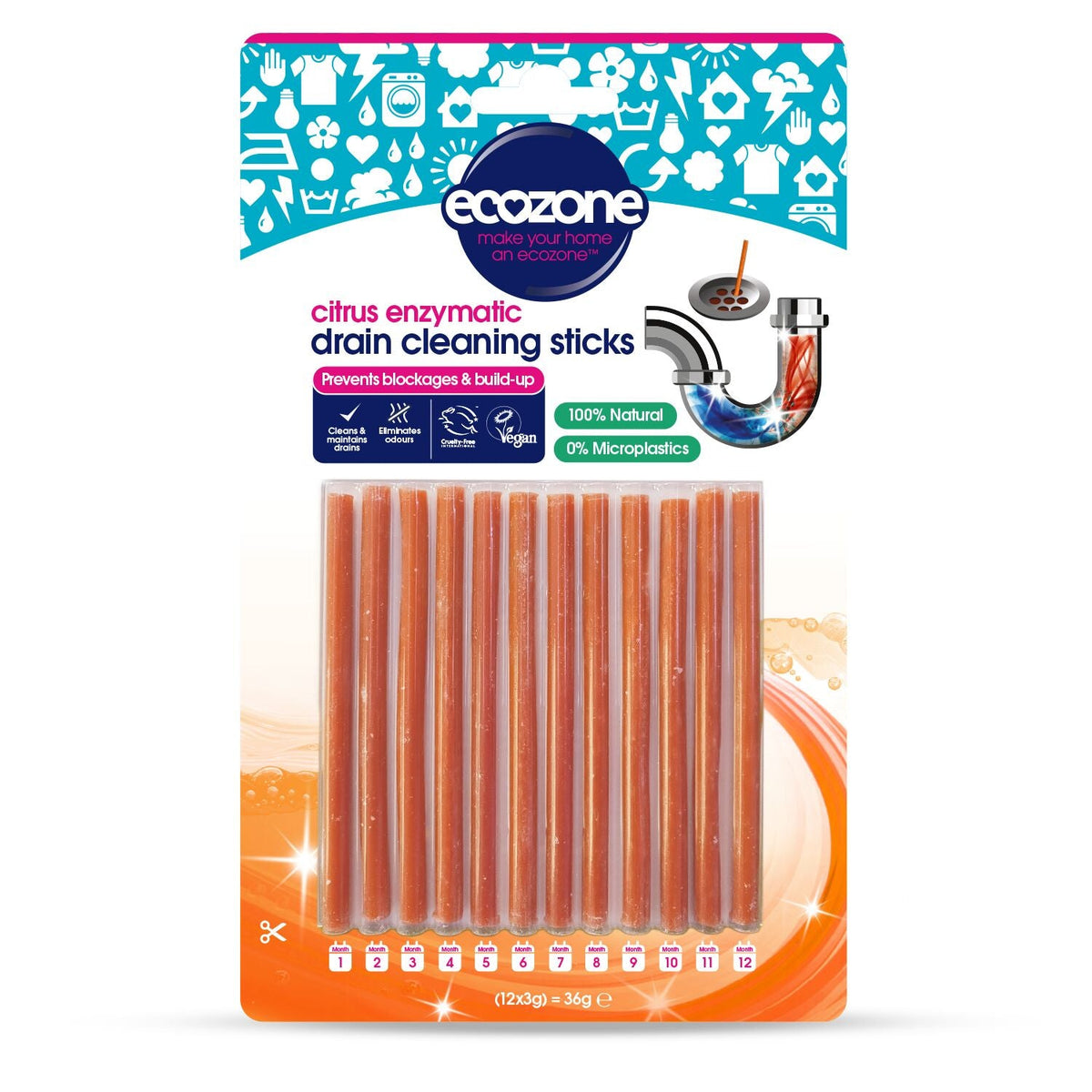 Ecozone Enzymatic Drain Sticks Citrus