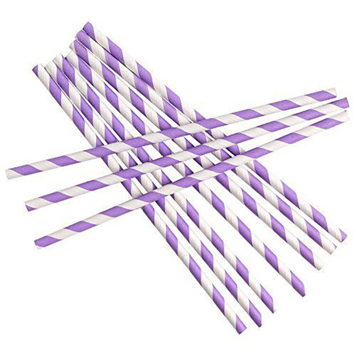 Neviti Purple and White Candy Stripe Paper Straws - Pack of 25