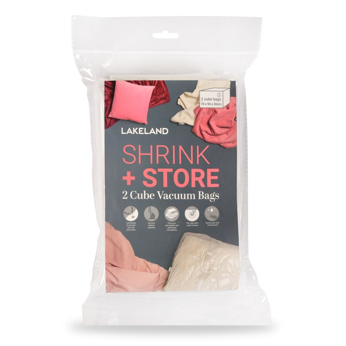 2 Lakeland Shrink & Store Cube Vacuum Storage Bags