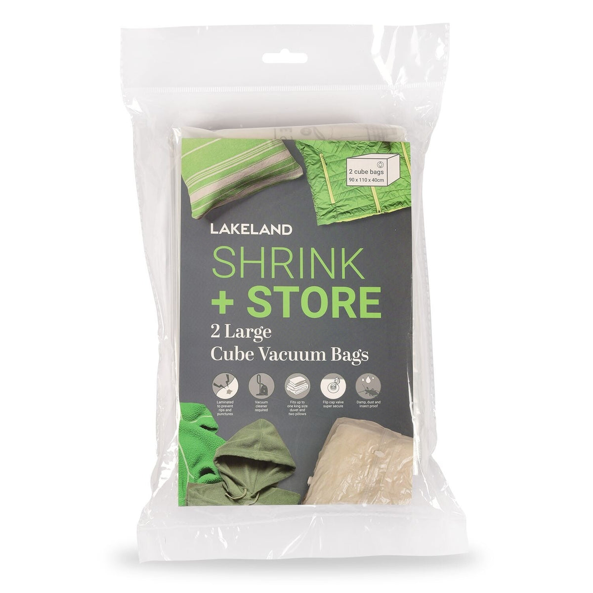 2 Lakeland Shrink & Store Cube Vacuum Storage Bags - Large