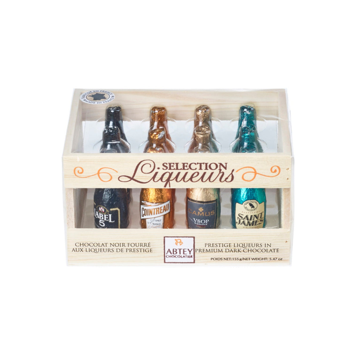 12 Dark Chocolate Bottles Liqueur Crate 155g