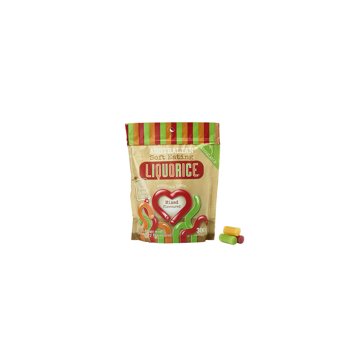 Australian Soft Eating Liquorice 300g Resealable Bag – Mixed Flavoured