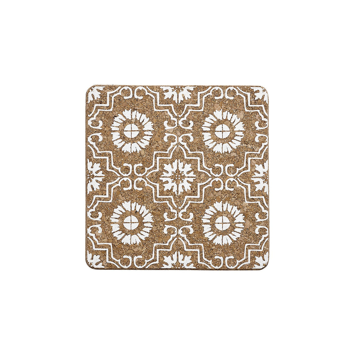 Ladelle Fiesta Tile Square Cork Trivet – White