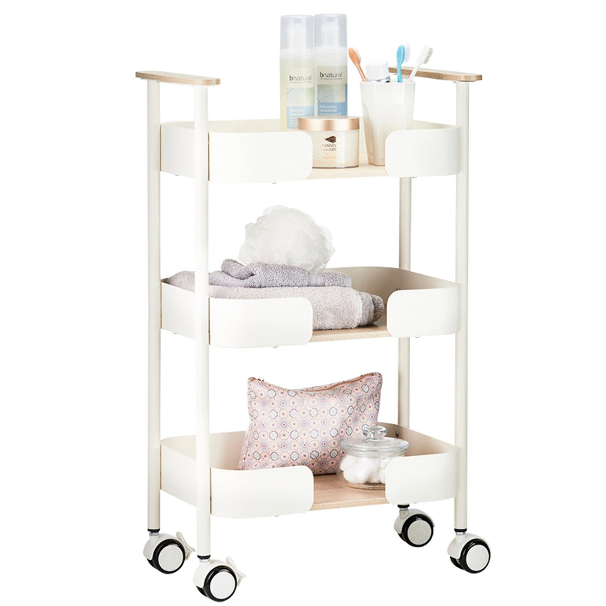 3-Tier Kitchen Trolley Cream