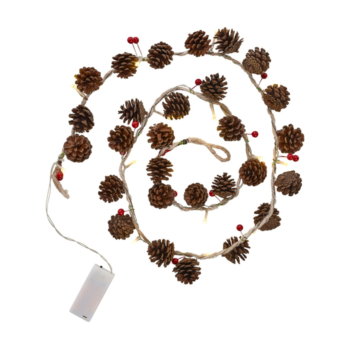 LED Pine Cone & Berry Garland Christmas Decoration 150cm