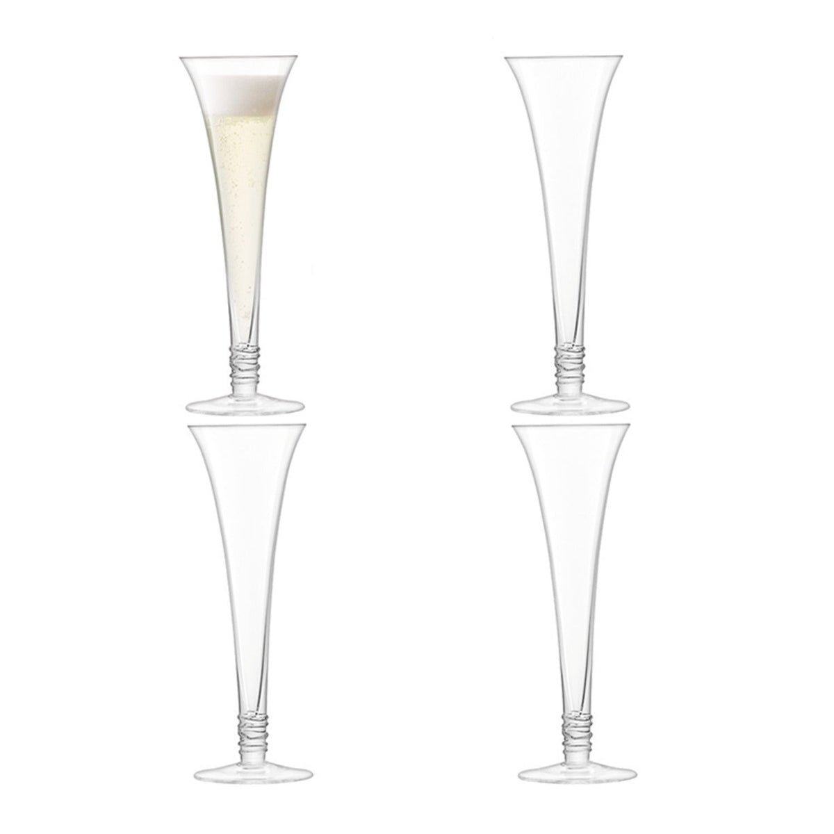 4 LSA Hollow Stem Prosecco Flutes Set