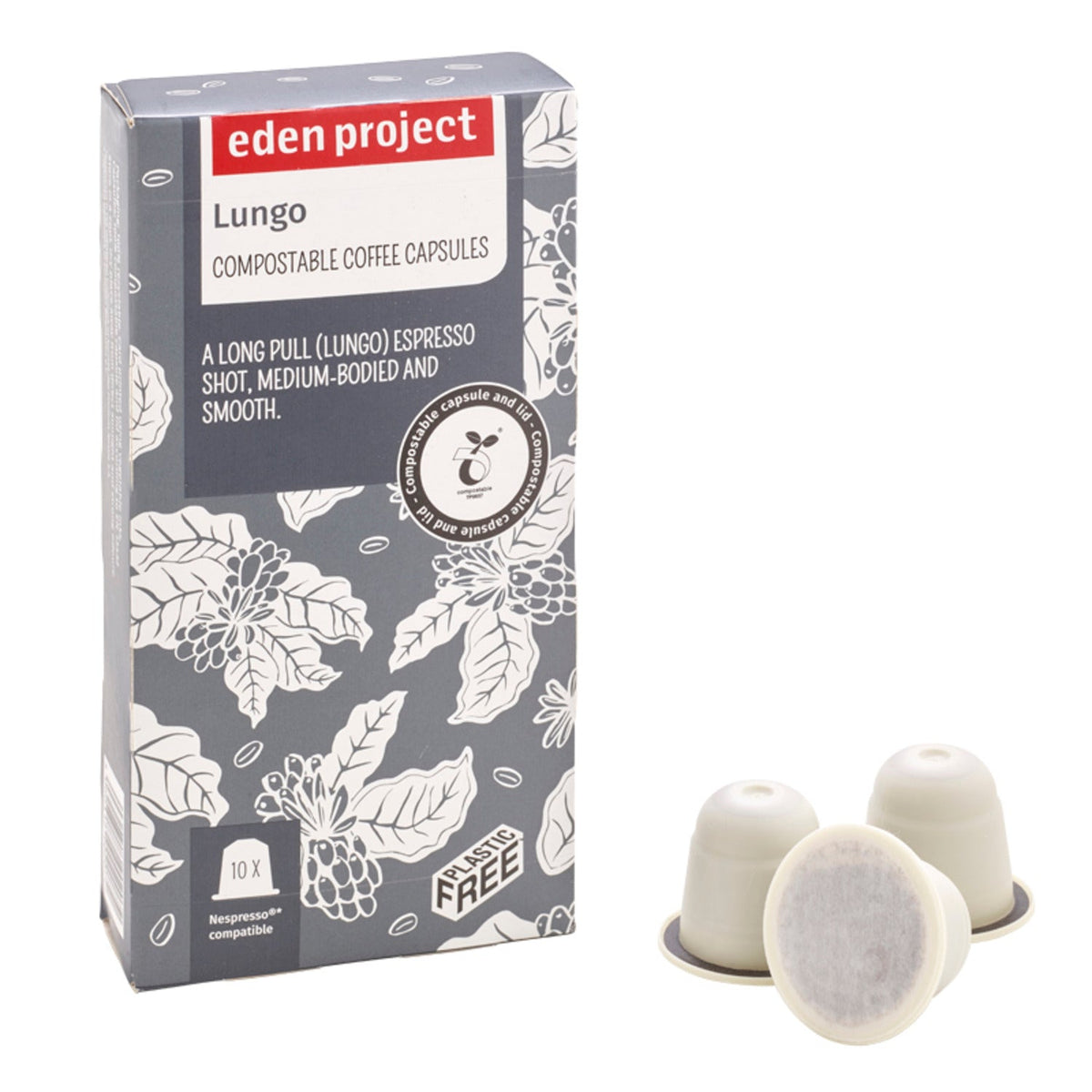 Eden Project Biodegradable Coffee Capsules Lungo – Pack of 10