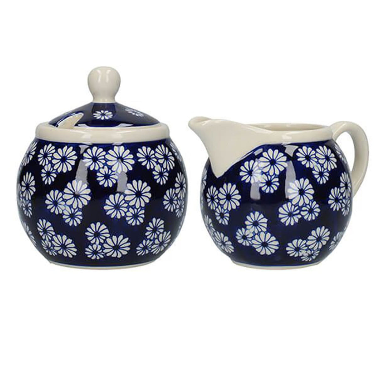 London Pottery Out of the Blue Sugar Bowl and Creamer Set