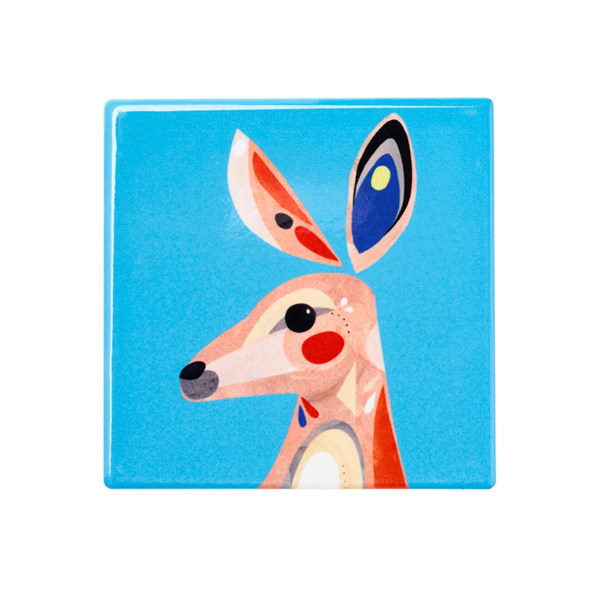 Pete Cromer Ceramic Coaster – Kangaroo 9.5cm Sq.
