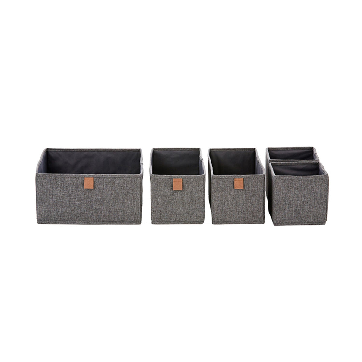 Foldable Grey Storage Boxes – Set of 5
