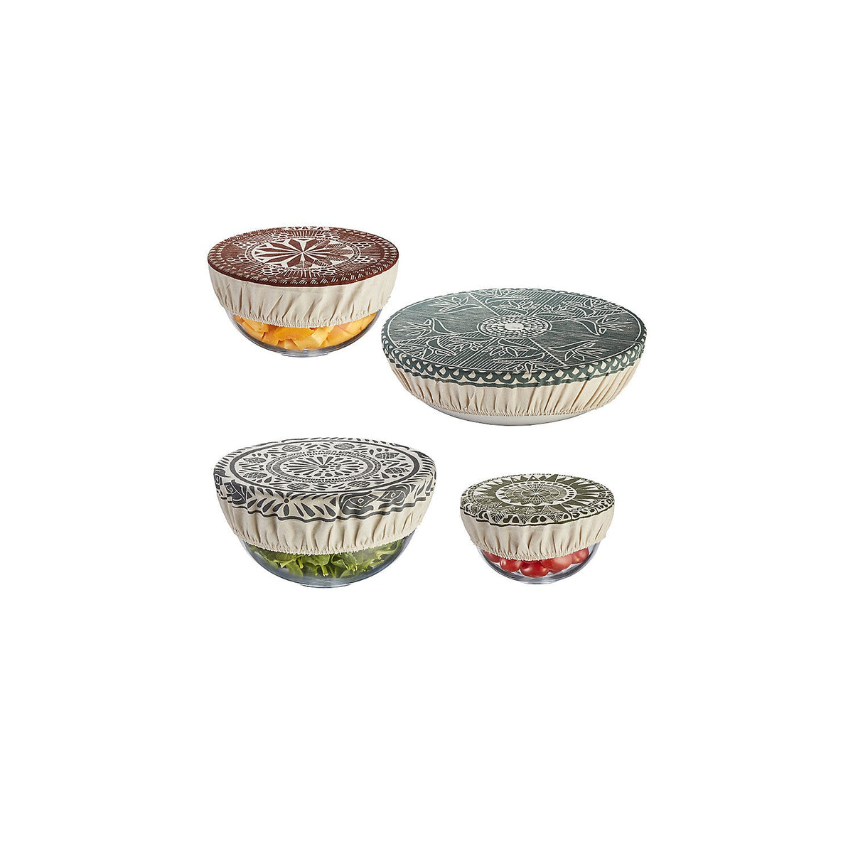 Fabric Elasticated Food Covers – Set of 4