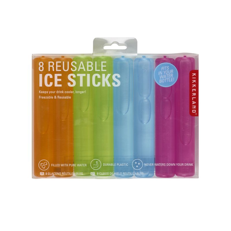 8 Kikkerland Reusable Ice Sticks for Chilling Drinks