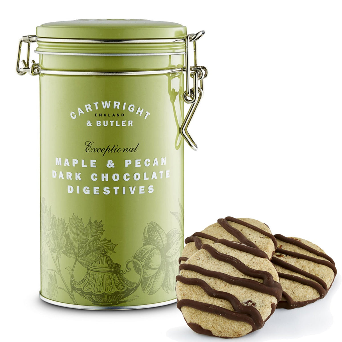 Cartwright & Butler Maple & Pecan Dark Chocolate Digestives Tin 200g
