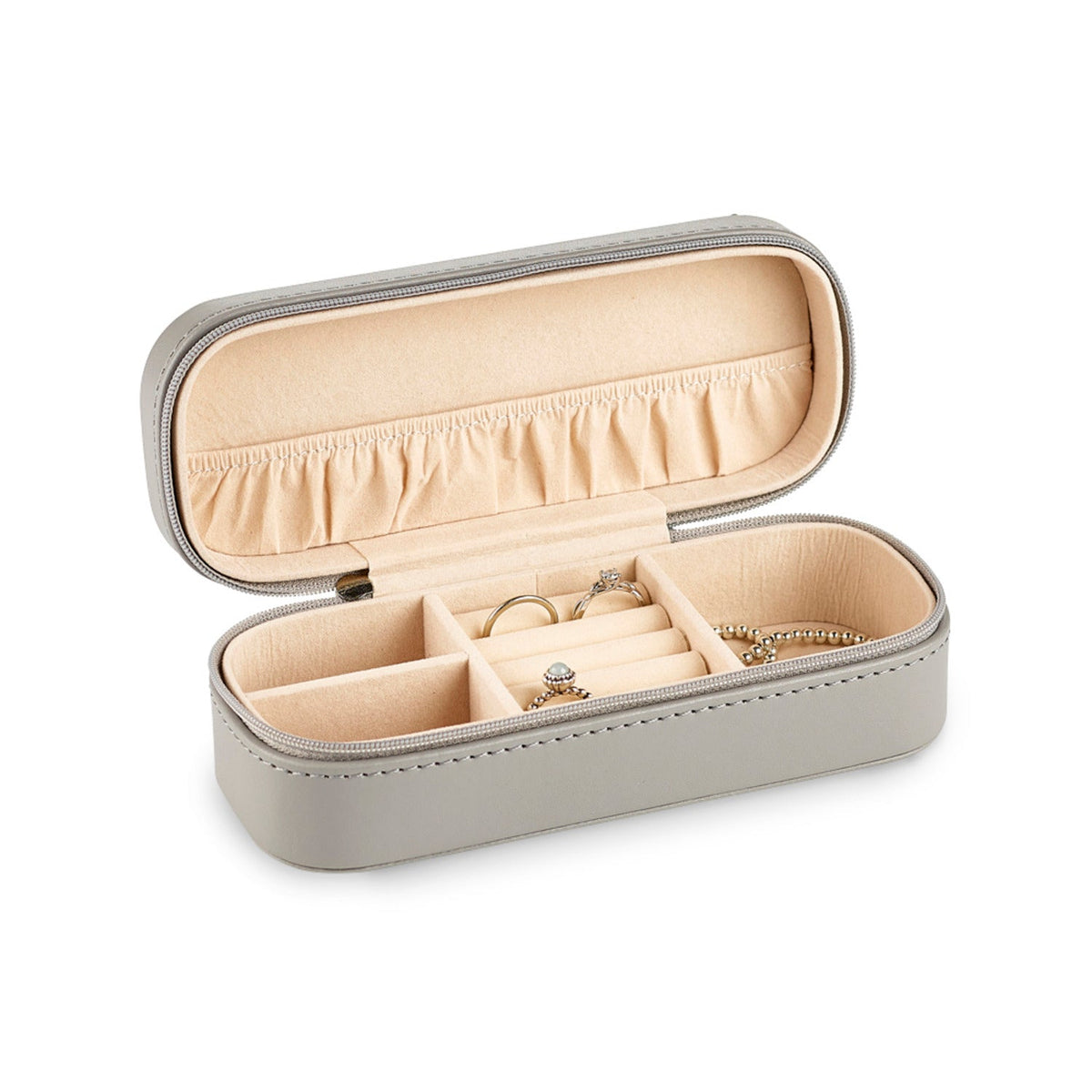 Dark Grey Faux Leather Travel Jewellery Case