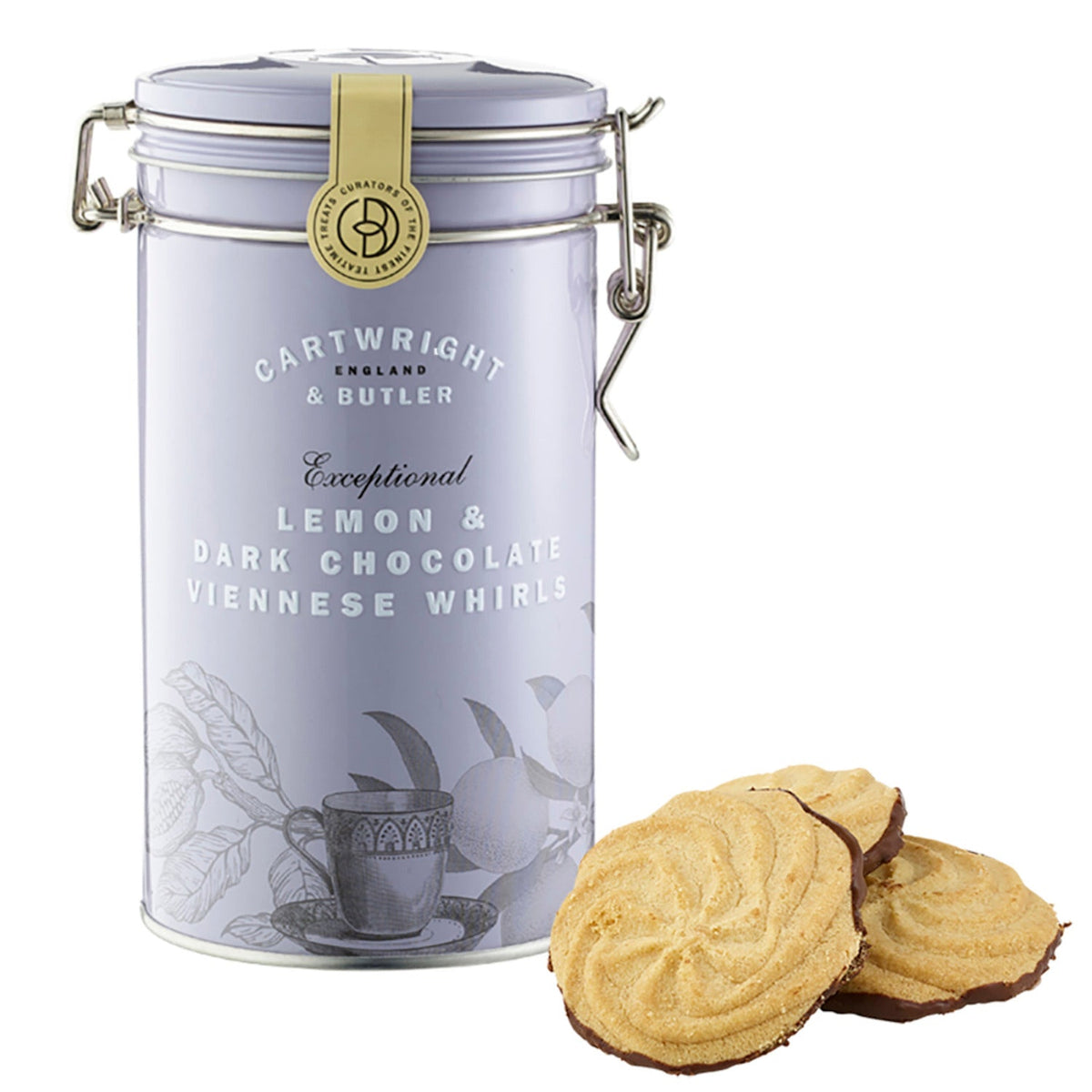 Cartwright & Butler Lemon & Dark Chocolate Viennese Whirls Tin 200g