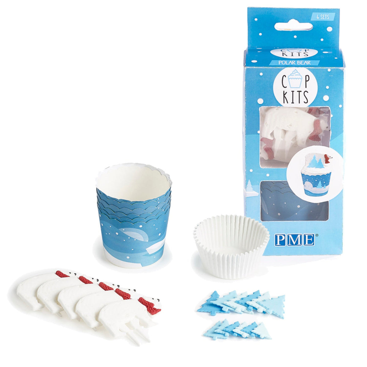 PME Polar Bear Cupcake Cases and Toppers Kit – Pack of 6